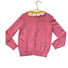 Mini Boden Pink & Green Flower Collar Cardigan Sweater - Size 6-7Y