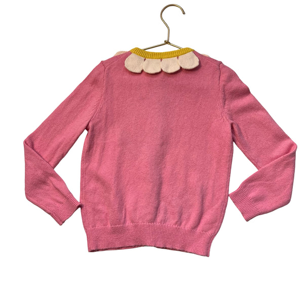 Mini Boden Pink & Green Flower Collar Cardigan Sweater - Size 6-7Y