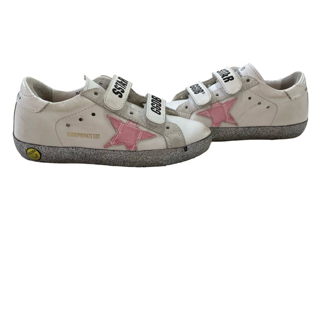 Golden Goose White, Pink, Silver Velcro Sneakers - Size 26 (9.5)