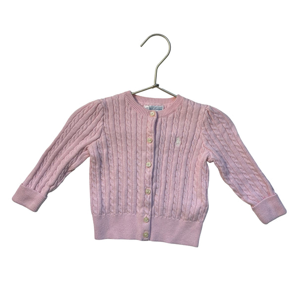 Ralph Lauren Pink Cotton Cable-Knit Cardigan Sweater - Size 12 Mo