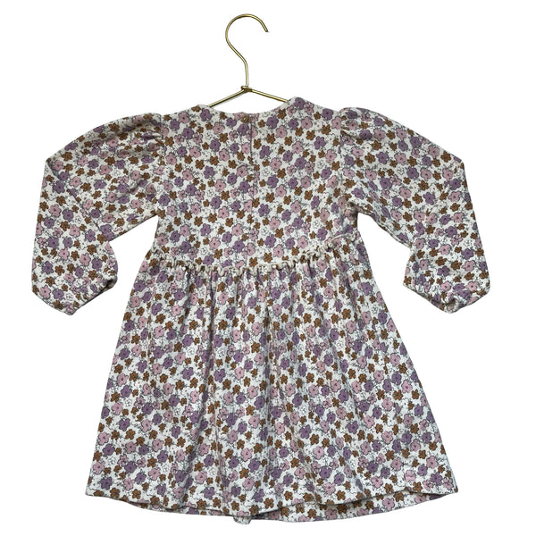 Zara Ivory, Pink, Purple, Brown Flower Print Dress - Size 3-4