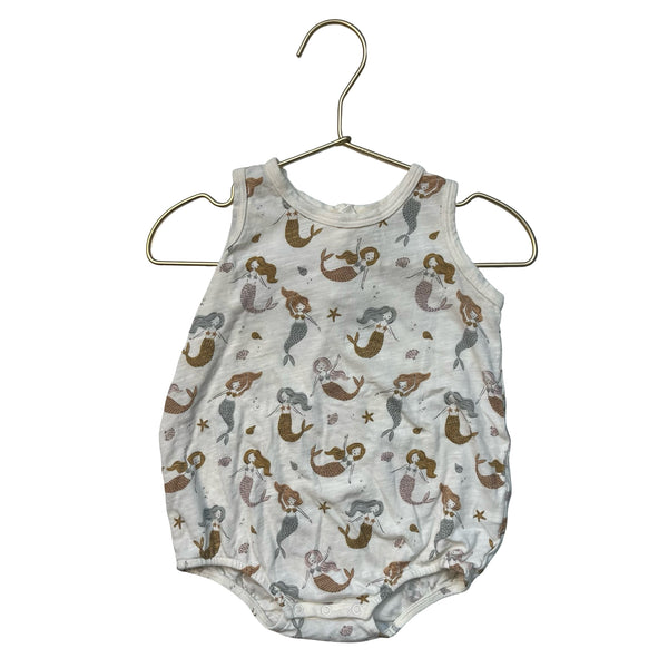Rylee & Cru Ivory Mermaid Print Bubble Romper - Size 6-12 Mo
