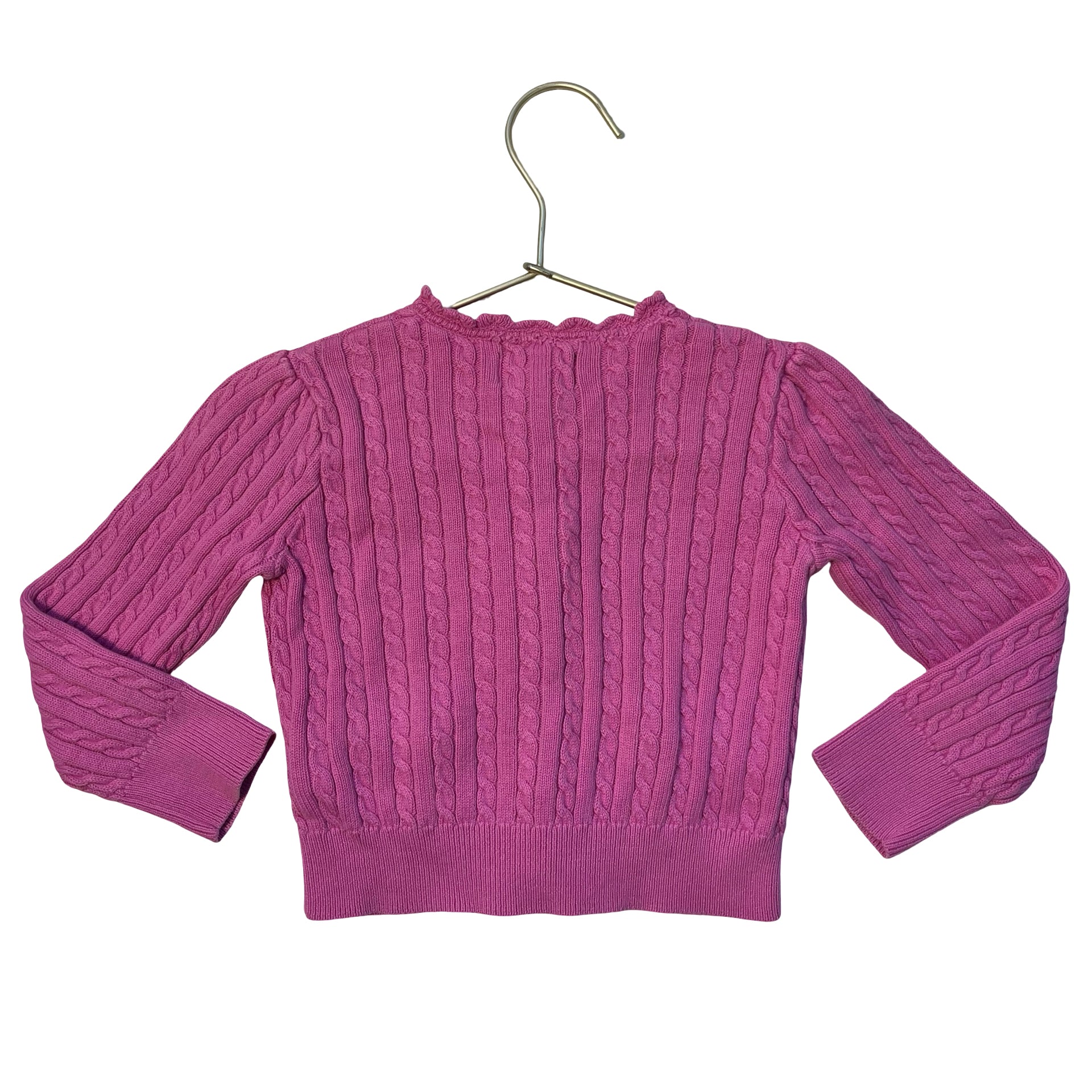 Ralph Lauren Pink Cotton Cable-Knit Cardigan Sweater - Size 3