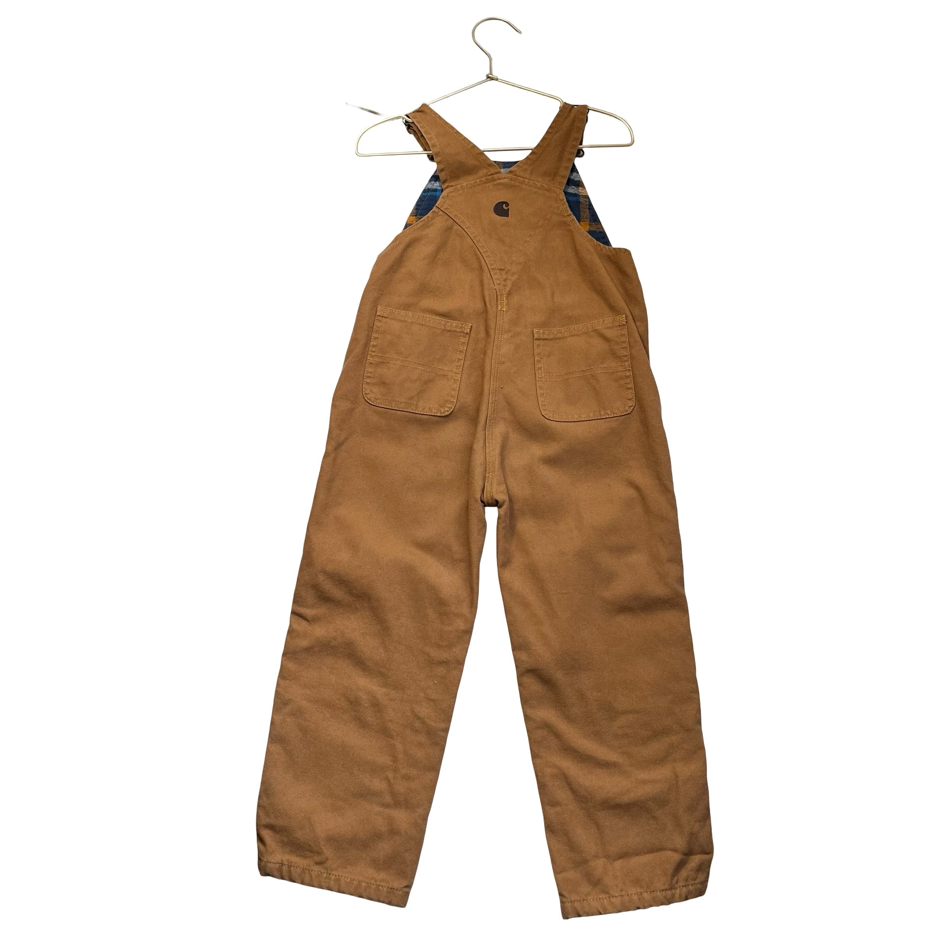 Carhartt Plaid-Flannel Lined Brown Overalls - Size 4T