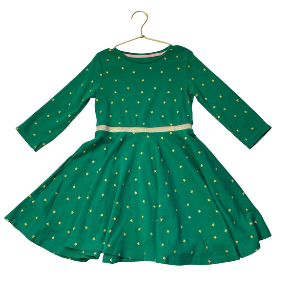 Mini Boden Green & Gold Star Dress - Size 6-7Y