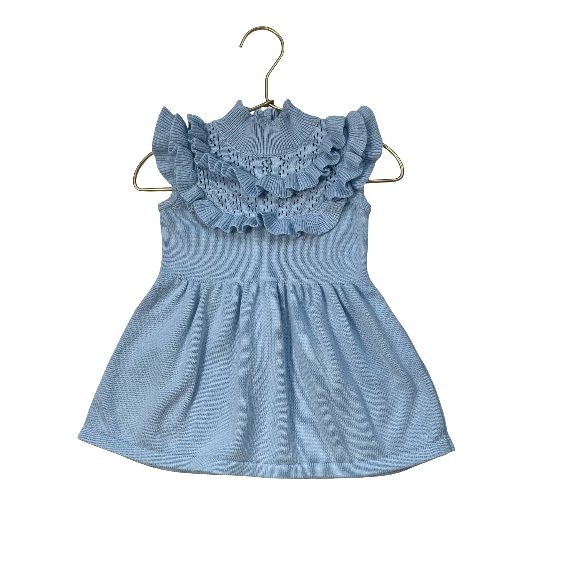 Janie and Jack Light Blue Knit Dress - Size 12-18 Mo