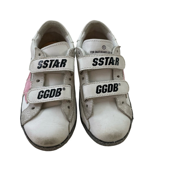 Golden Goose White, Pink, Silver Velcro Sneakers - Size 26 (9.5)