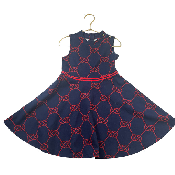 Janie and Jack Navy & Red Nautical Knot Print Dress - Size 5