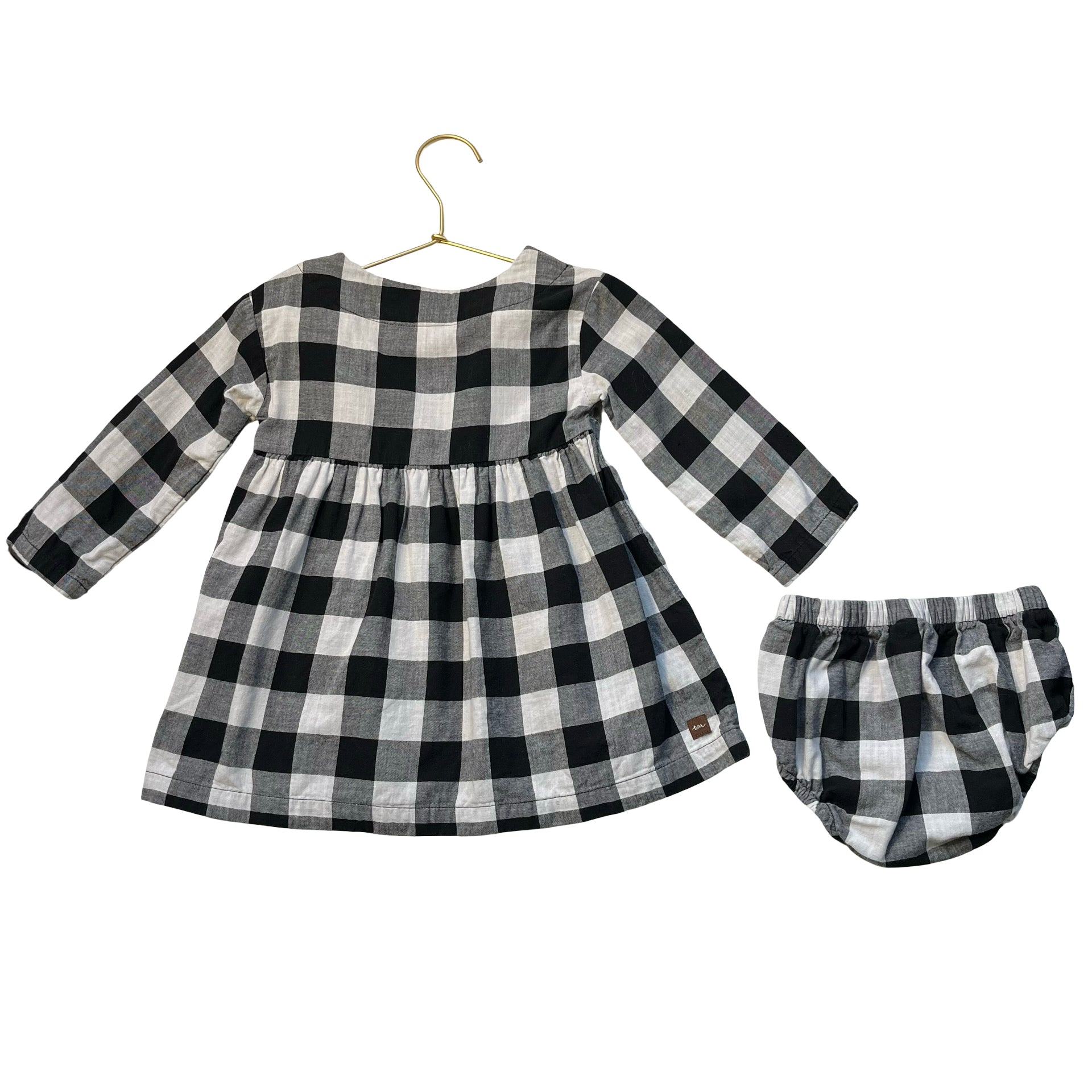 Tea Collection Black & Ivory Check Dress & Bloomers - Size 18-24 Mo