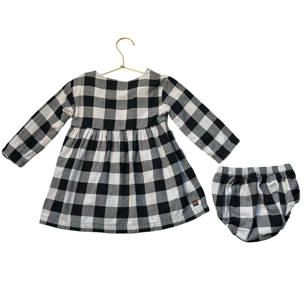 Tea Collection Black & Ivory Check Dress & Bloomers - Size 18-24 Mo