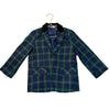 Cat & Jack Navy & Green Tartan Plaid Blazer, Black Velvet Trim - Size XS 4-5