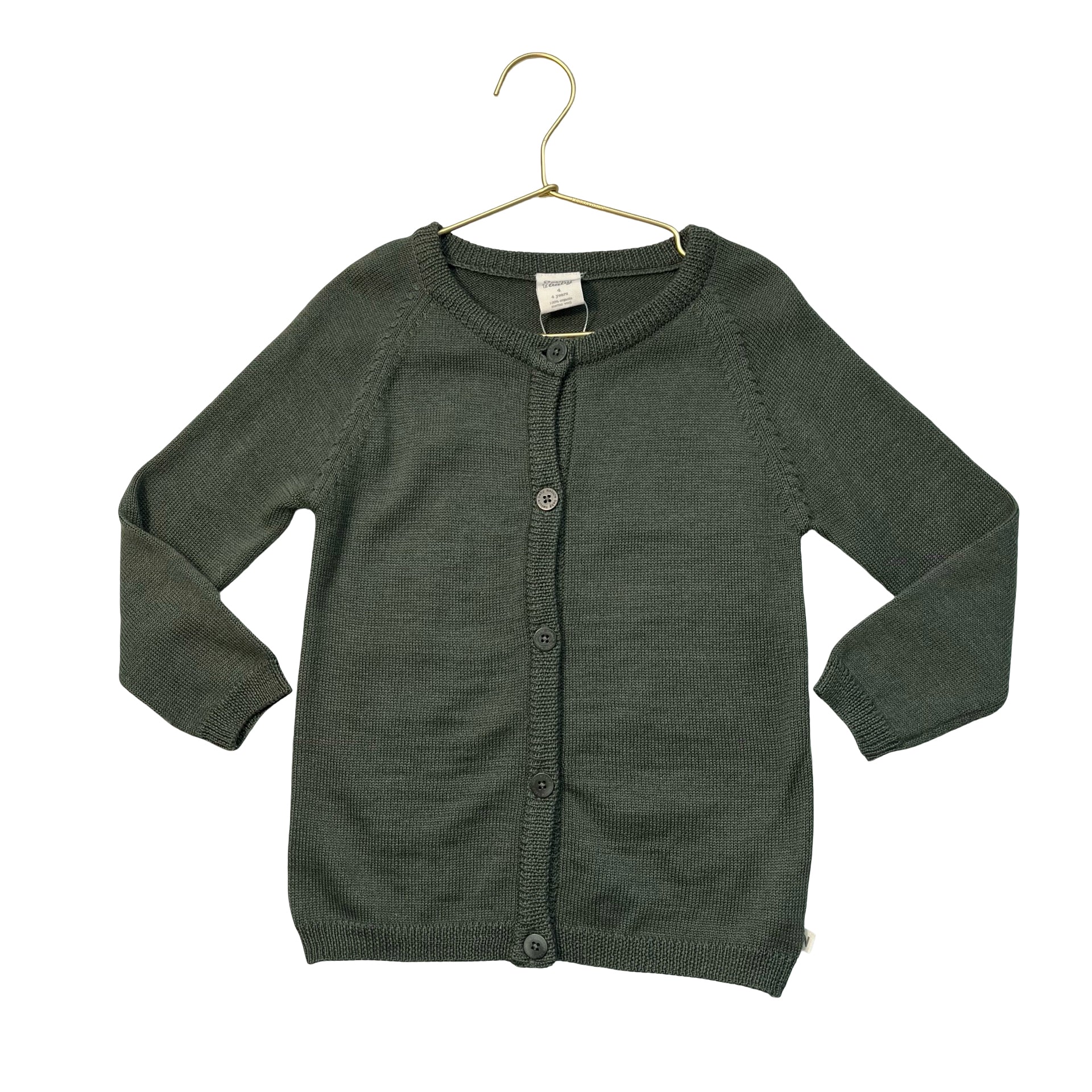 Nature Baby Green 100% Merino Wool Cardigan Sweater - Size 4Y