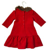 Janie and Jack Red Quilted & Faux Fur Collar Dress - Size 4