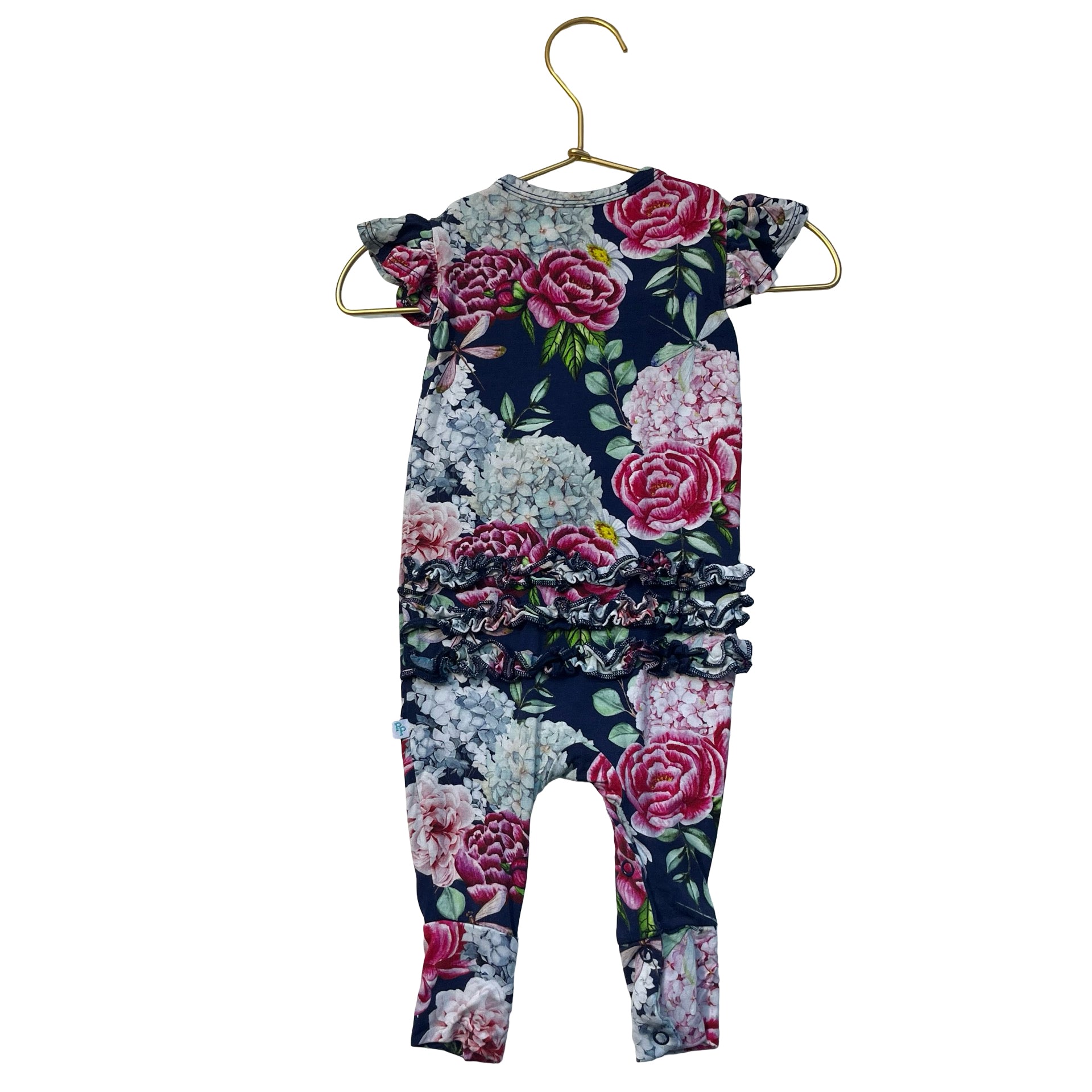 Posh Peanut Navy Floral Henley One-Piece - Size 3-6 Mo