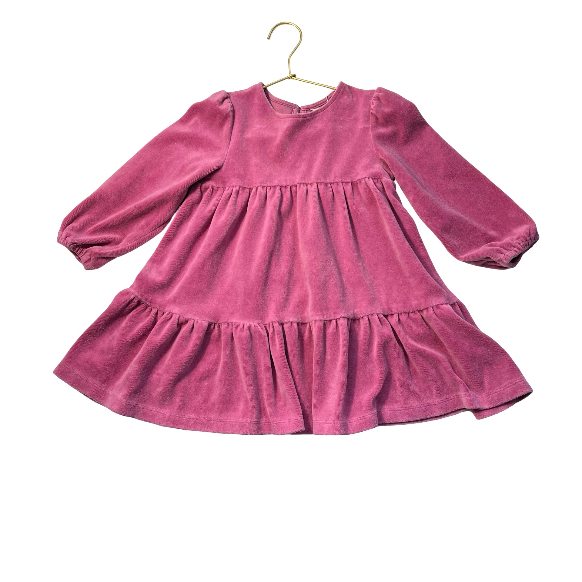 Mini Boden Dusty Rose Velour Dress - Size 3-4Y
