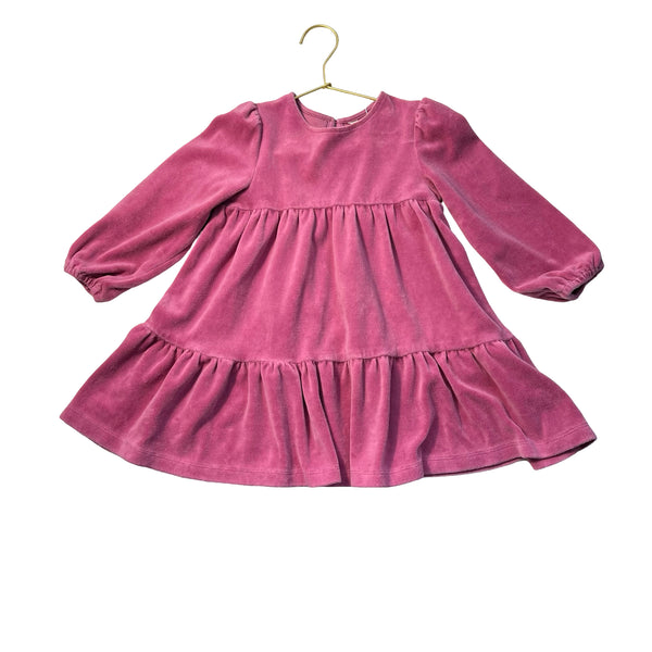 Mini Boden Dusty Rose Velour Dress - Size 3-4Y