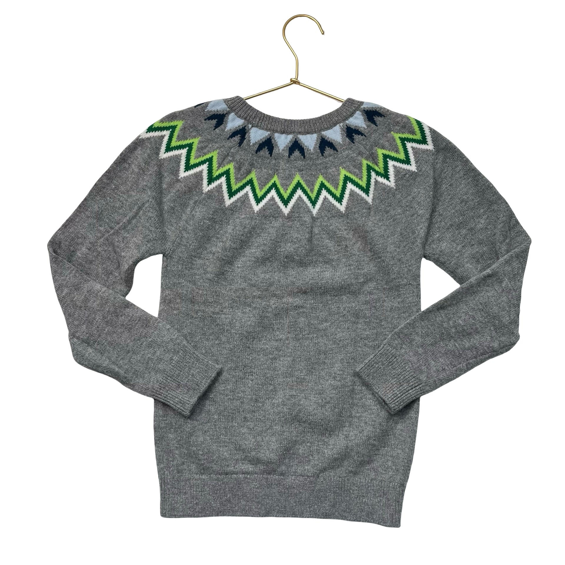 Jacadi Gray Fair Isle Wool-Blend Sweater - Size 10A