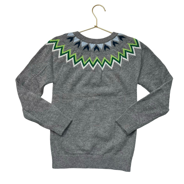 Jacadi Gray Fair Isle Wool-Blend Sweater - Size 10A