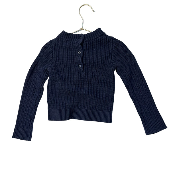 Janie and Jack Navy Sweater, Green Tartan Bows - Size 3