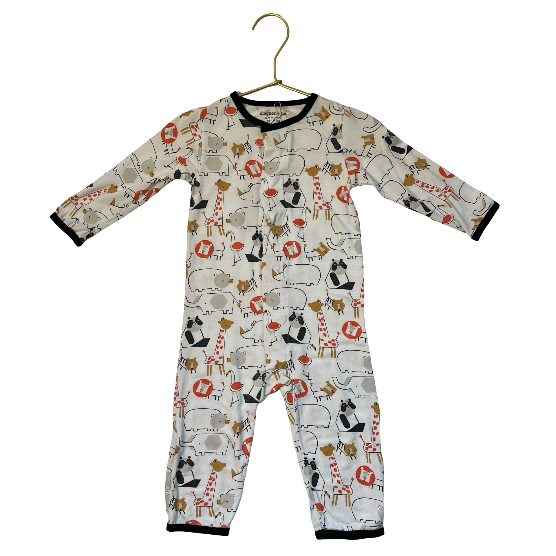 Magnetic Me Zoo Animal Print One-Piece PJs  - Size 6-9 Mo