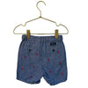 Janie and Jack Chambray & Pink Embroidered Flamingo Shorts - Size 18-24 Mo