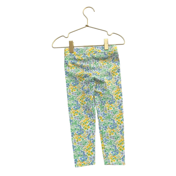 Janie and Jack Yellow, Green, Blue Floral Leggings - Size 3