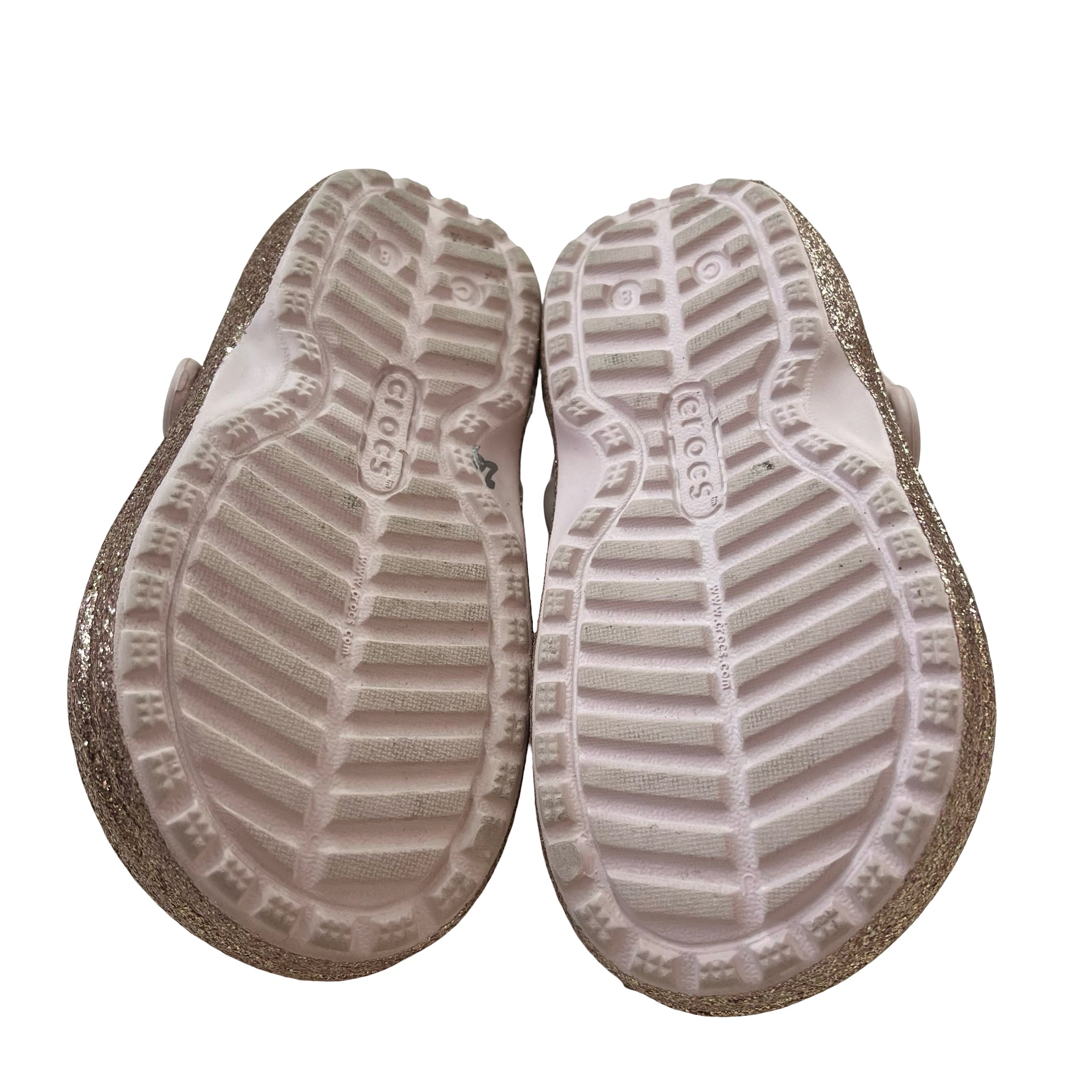 Crocs Sherpa-Lined Rose Gold Glitter Shoes - Size C8