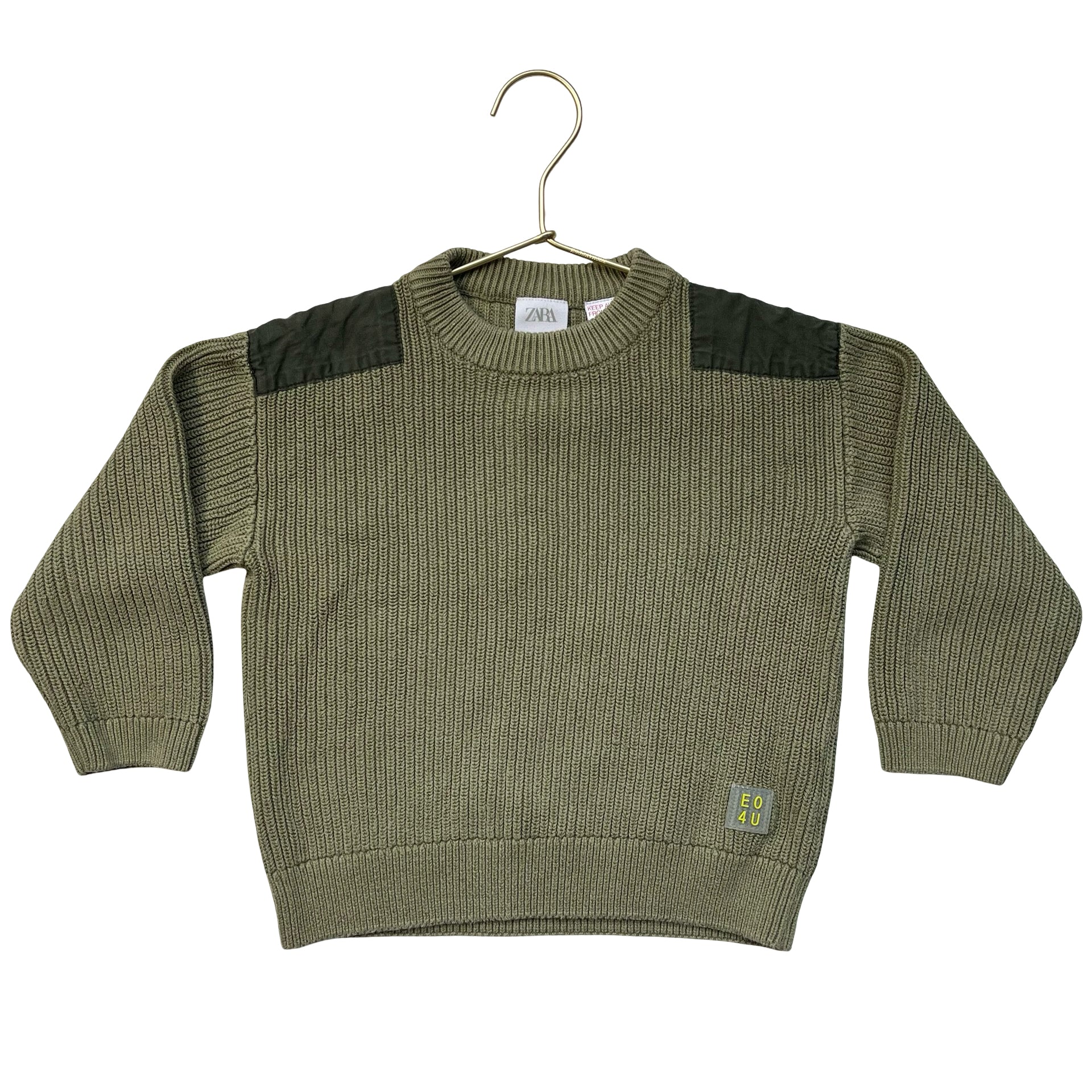 Zara Olive Green Cotton Sweater - Size 4-5