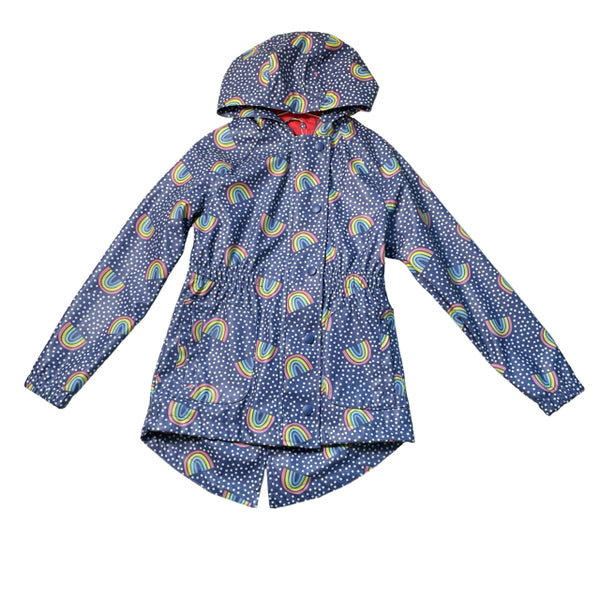 Cat & Jack Navy Polka Dot & Rainbow Pattern Rain Jacket - Size S 6