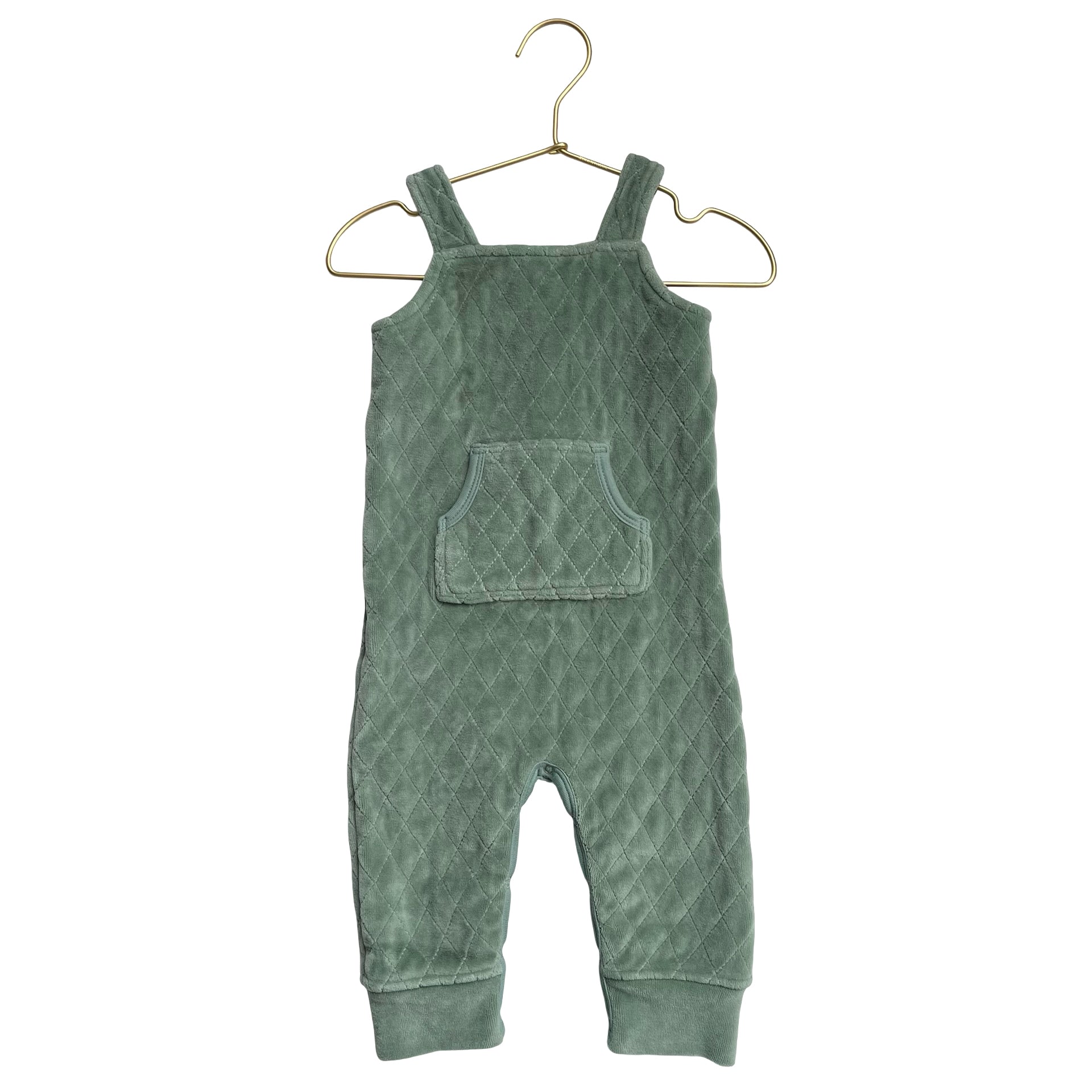 Kate Quinn Sage Green Quilted Velour One-Piece Overall - Size 6-12 Mo