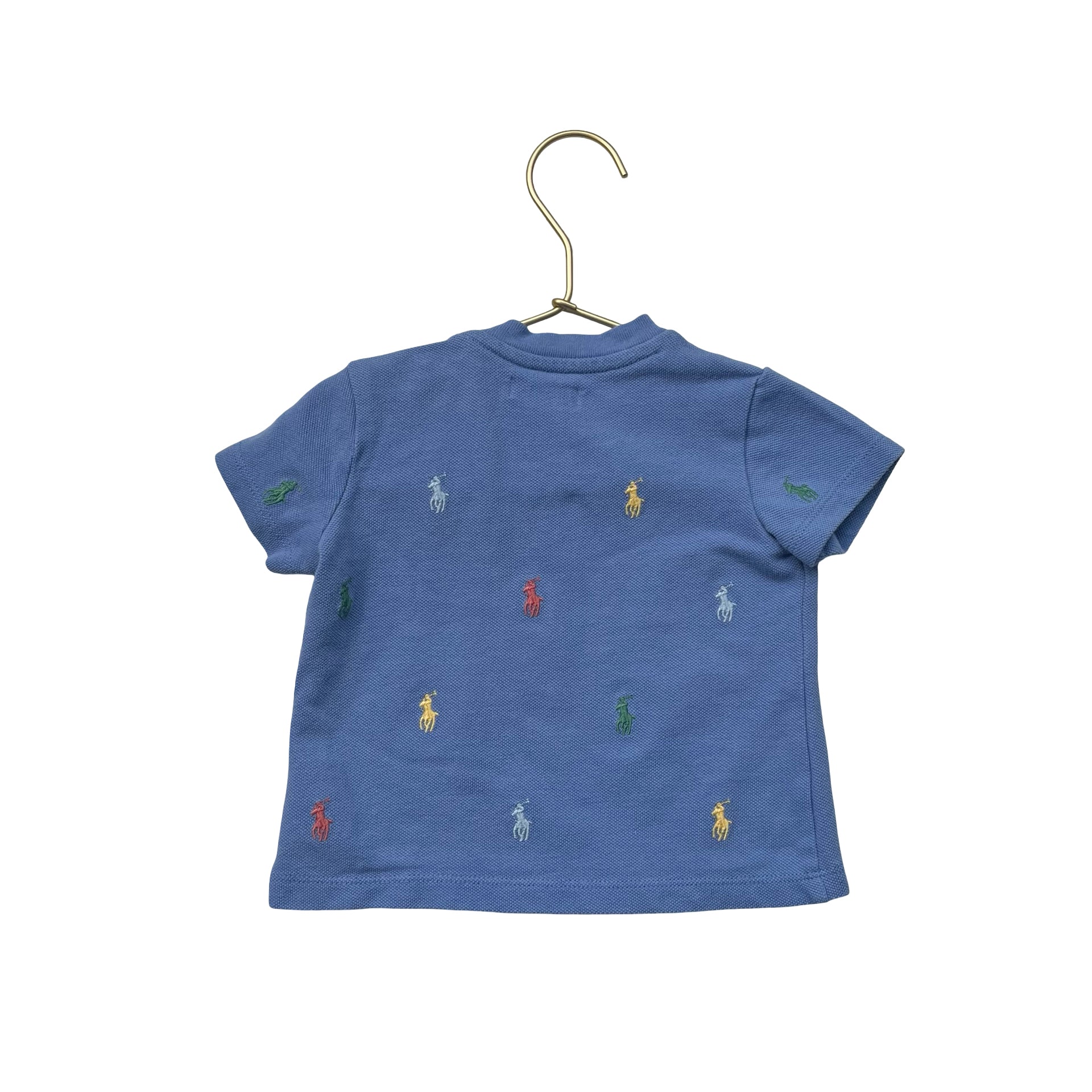 Ralph Lauren Light Blue Embroidered Logo T-Shirt - Size 6 Mo