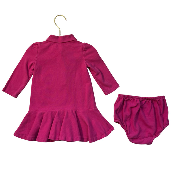 Ralph Lauren Raspberry Pink Polo Dress & Bloomers - Size 9 Mo