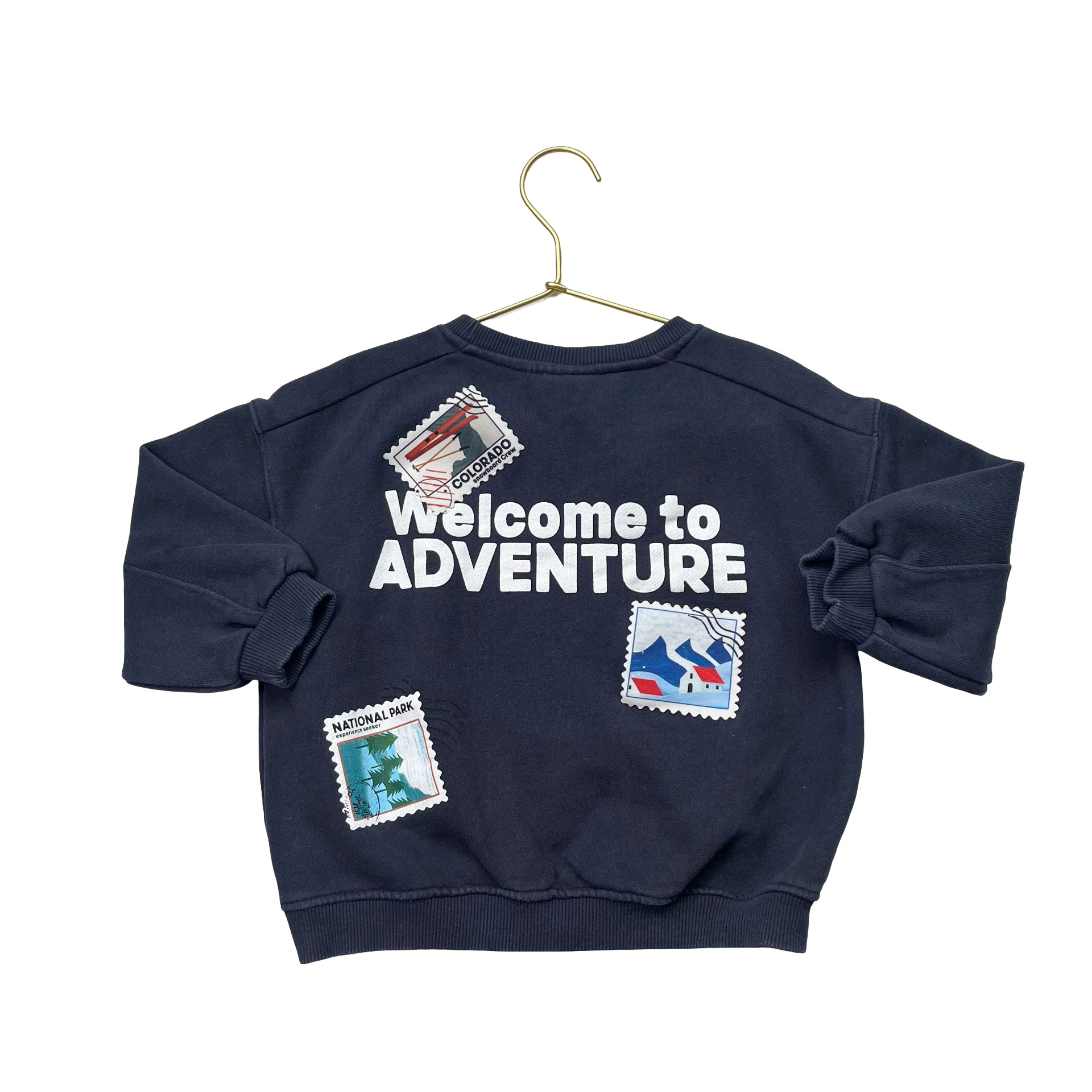 Zara Navy 'Welcome To Adventure' Poscard Sweatshirt - Size 5