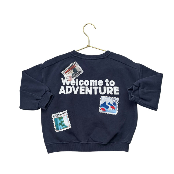 Zara Navy 'Welcome To Adventure' Poscard Sweatshirt - Size 5