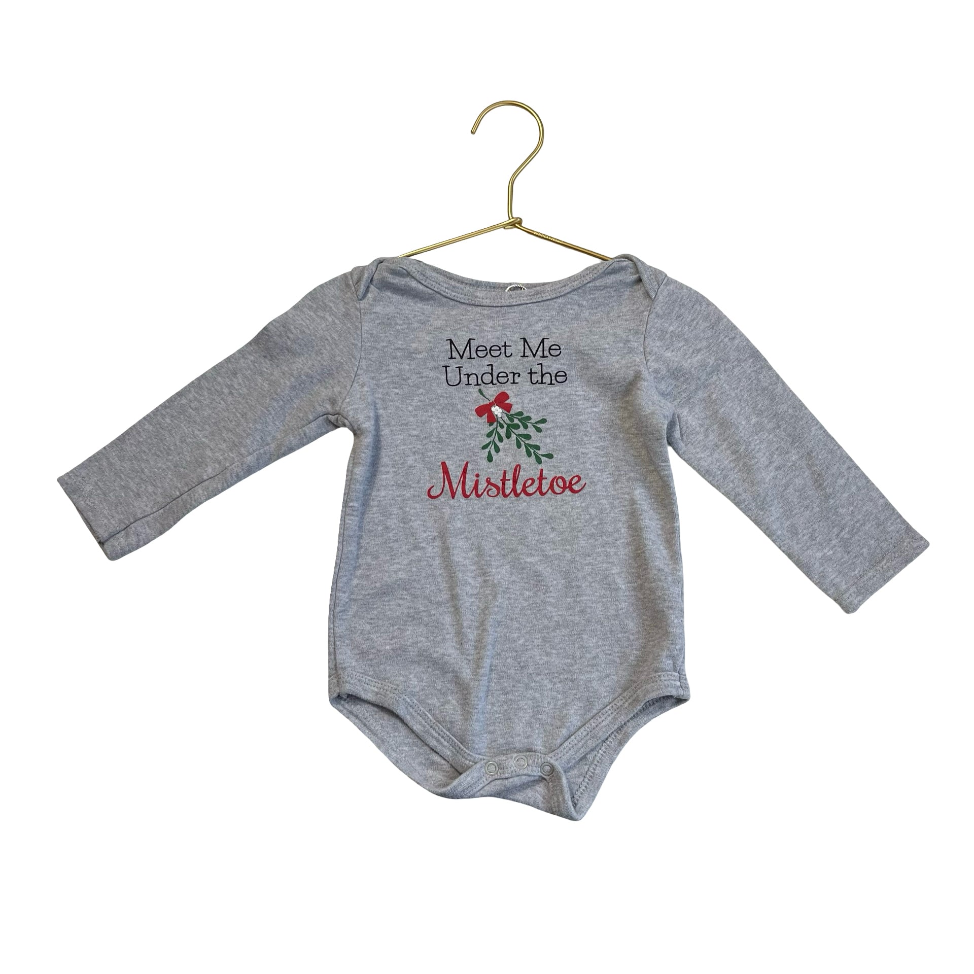 Little Treasure Gray 'Meet Me Under Mistletoe' Onesie - Size 18 Mo
