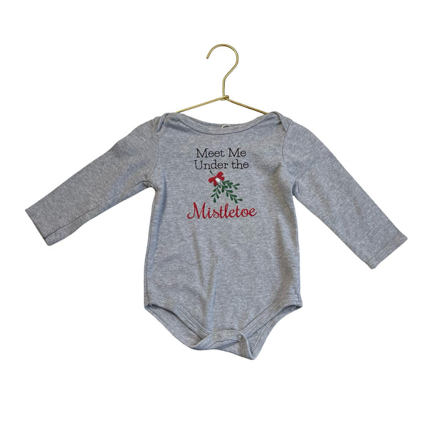 Little Treasure Gray 'Meet Me Under Mistletoe' Onesie - Size 18 Mo
