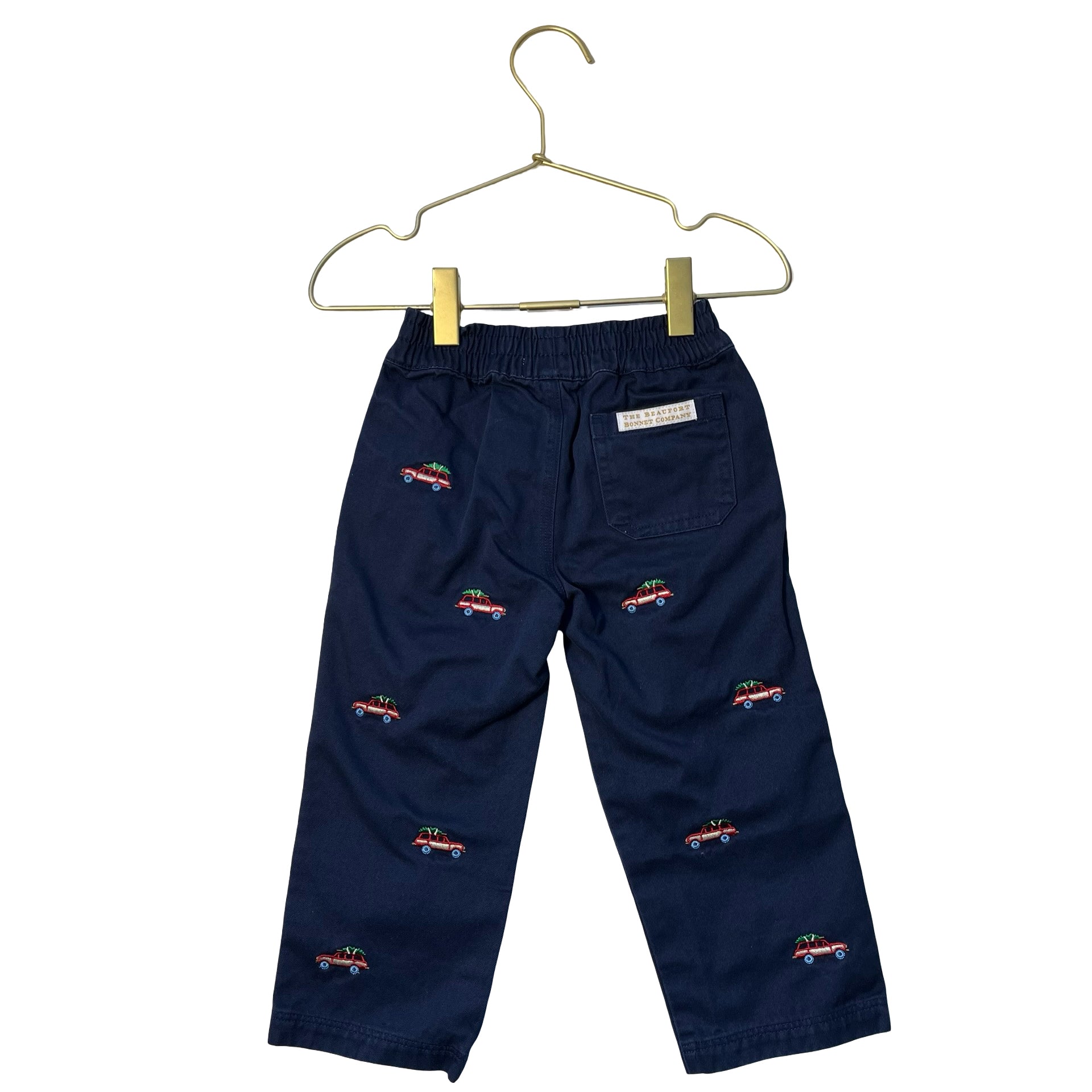 Beaufort Bonnet Navy Embroidered Christmas Tree Car Pants - Size 2T