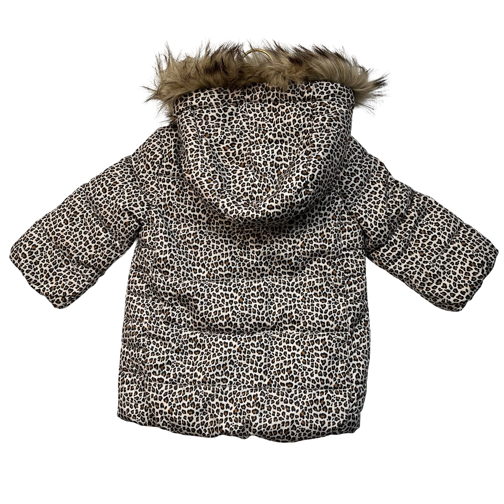 Baby Gap Primaloft Leopard Print Faux-Fur Trim Hooded Winter Coat - 18-24 Mo
