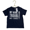 Children's Place Navy & White 'My Name is Trouble' T-Shirt with Tag - Size 2