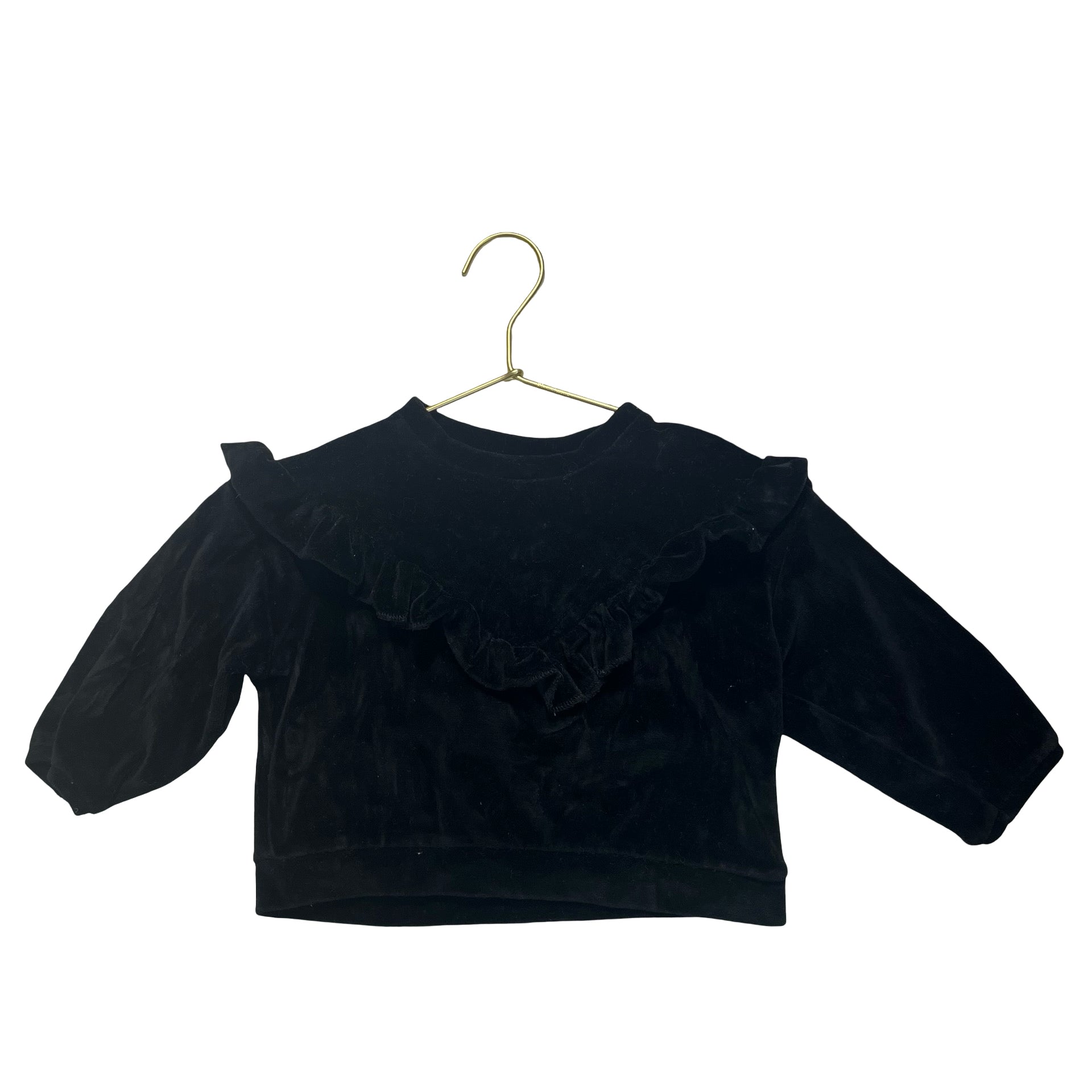 Zara Black Velour Ruffle Sweatshirt - Size 12-18 Mo