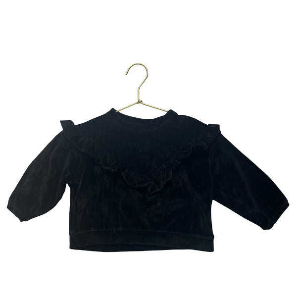 Zara Black Velour Ruffle Sweatshirt - Size 12-18 Mo