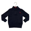 Polo Ralph Lauren Navy Cotton Cable-Knit Quarter-Zip Sweater - Size 3
