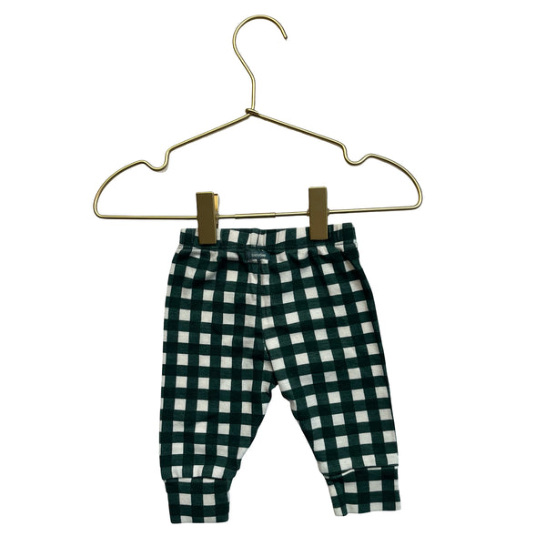 Baby Gap Green & Ivory Check Joggers - Size 0-3 Mo
