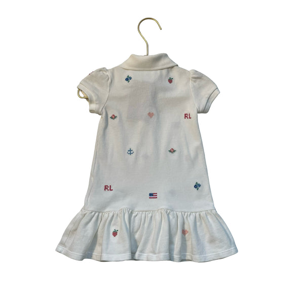 Ralph Lauren White Embroidered Polo Dress - Size 12 Mo