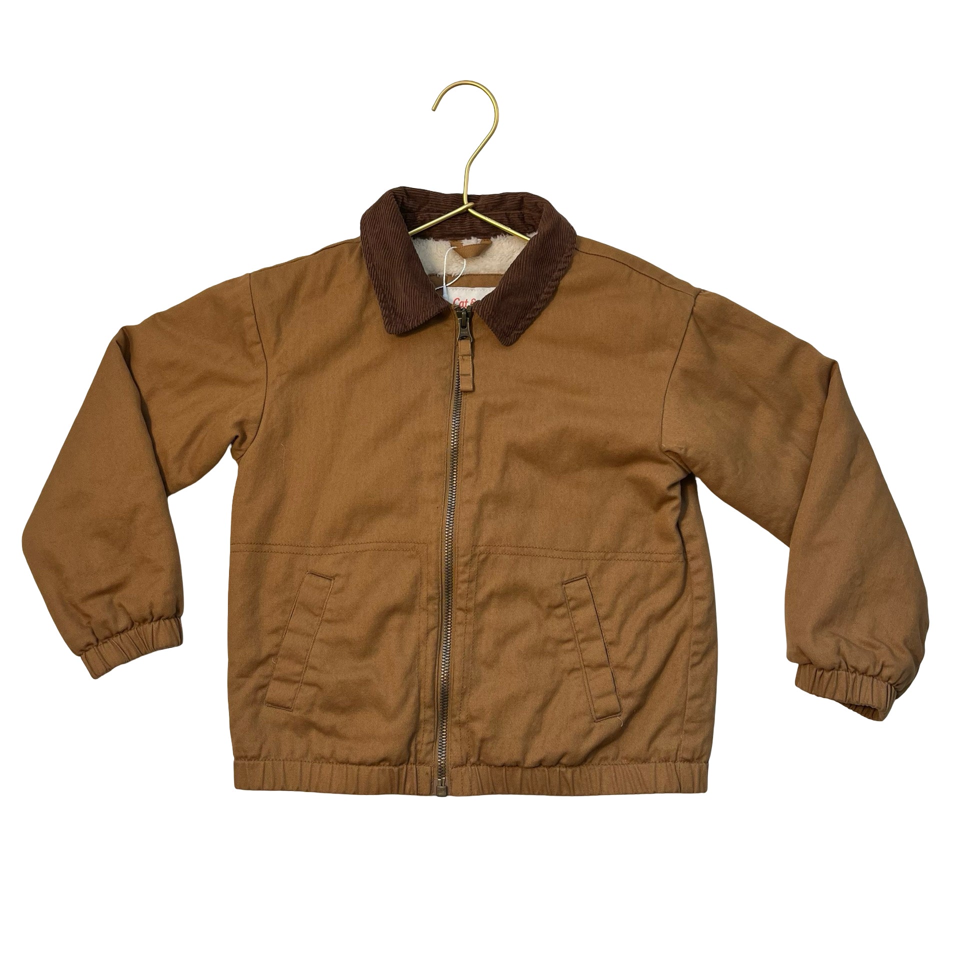 Cat & Jack Sherpa-Lined Brown Canvas Jacket - Size 5T