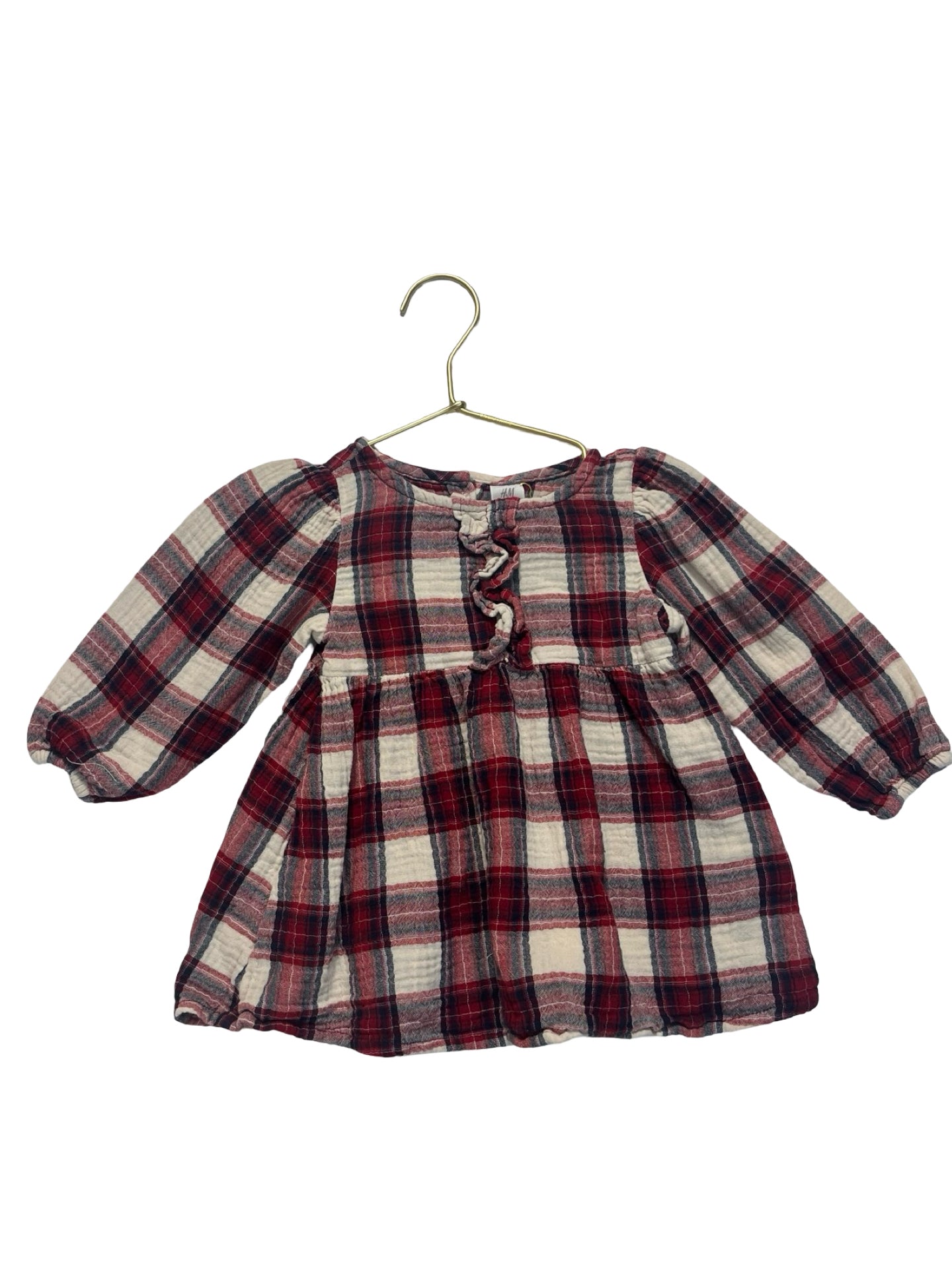 H&M Ivory & Red Plaid Dress - Size 9 Mo