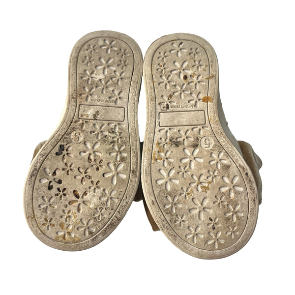 Baby Gap Gold Glitter & Velvet Bow Sneakers - Size 5