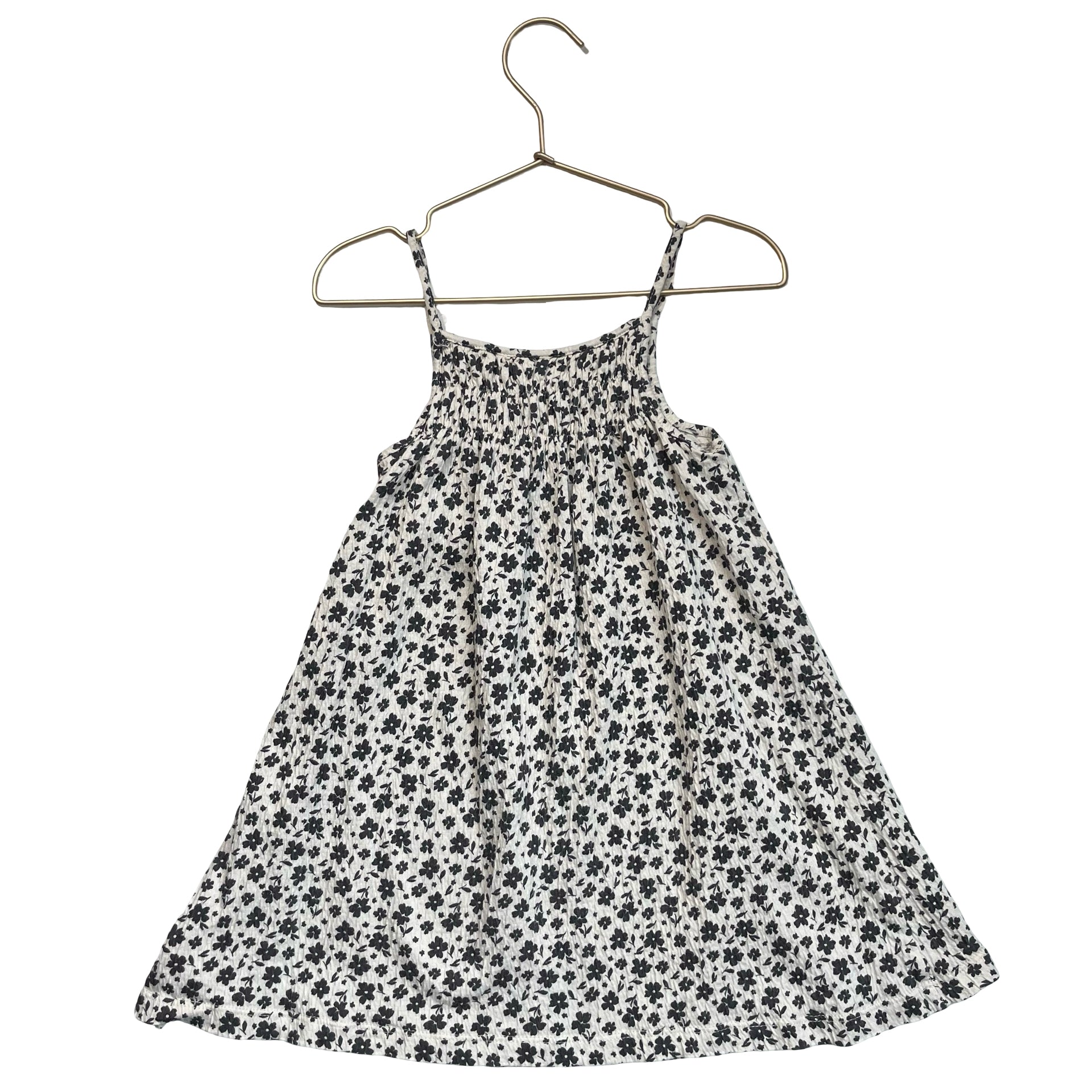 Zara Ivory & Gray Floral Sleeveless Dress - Size 6