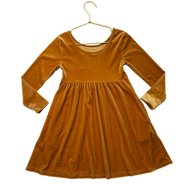 Old Navy Mustard Yellow Velour Dress - Size S 6-7