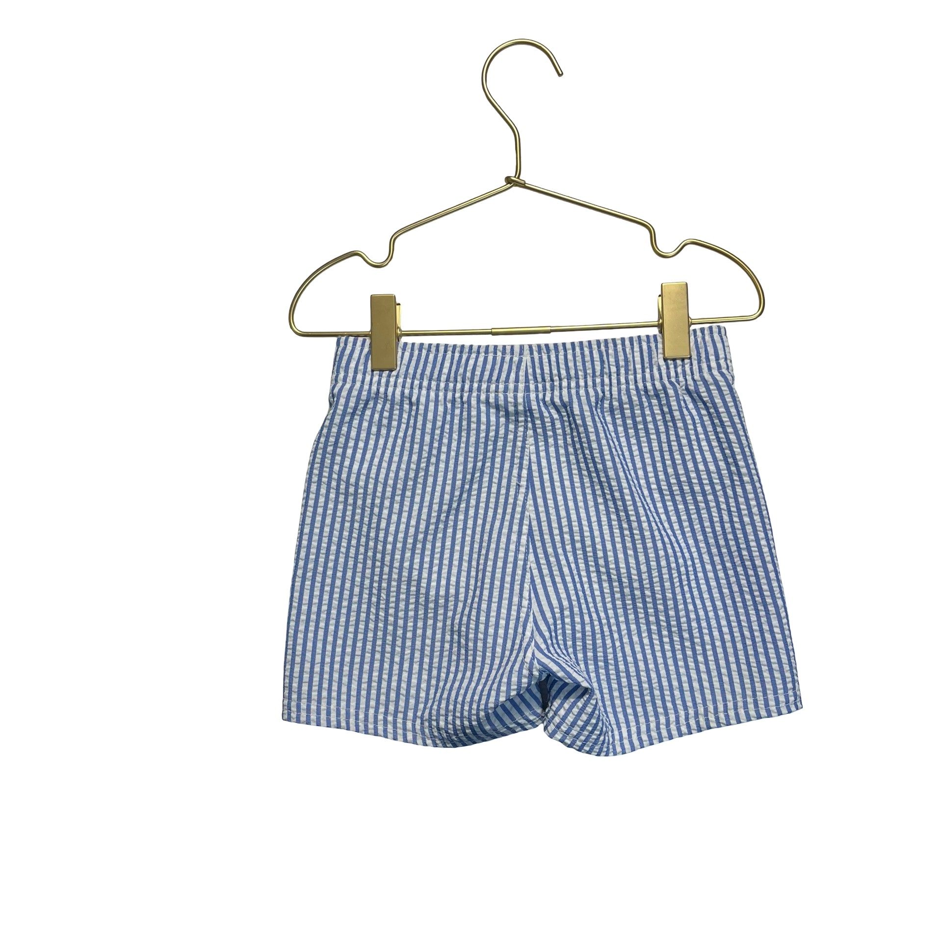Rugged Butts Blue & White Striped Seersucker Swim Shorts - Size 3T